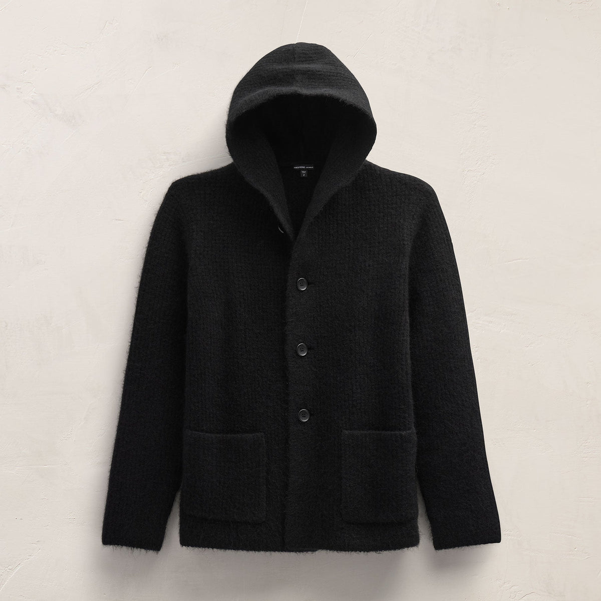 Chunky Waffle Knit Hooded Coat in Black | James Perse Los Angeles