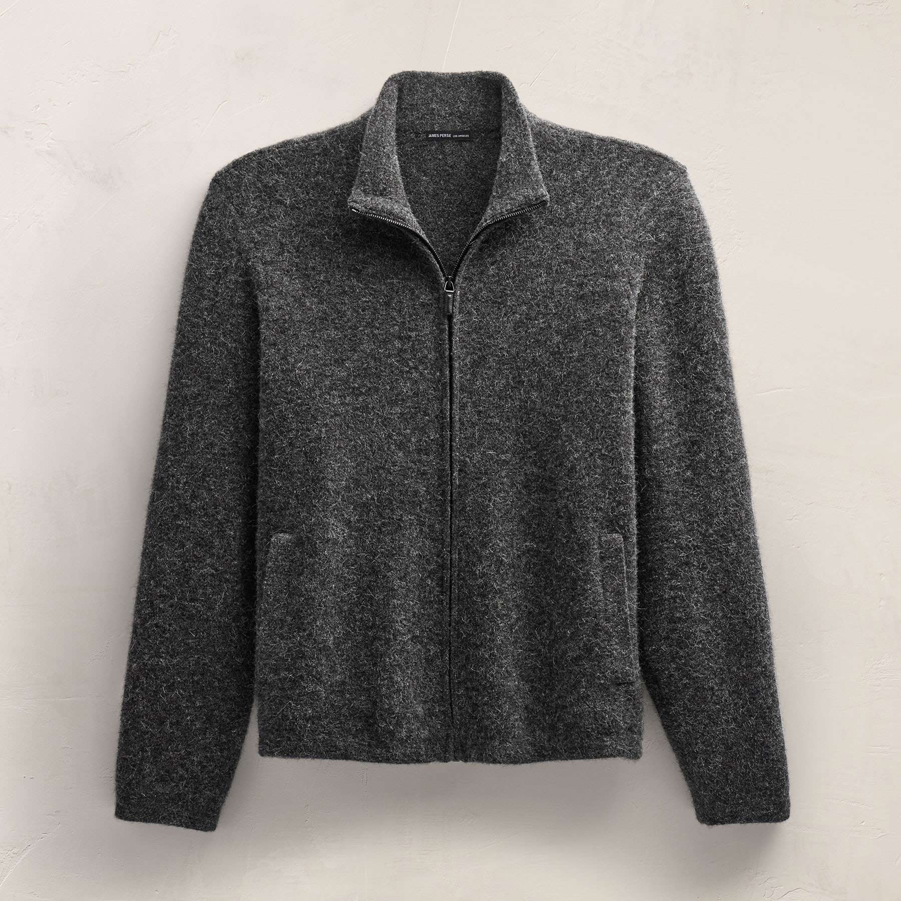 Wool Alpaca Stretch Zip Front - Anthracite | James Perse Los Angeles