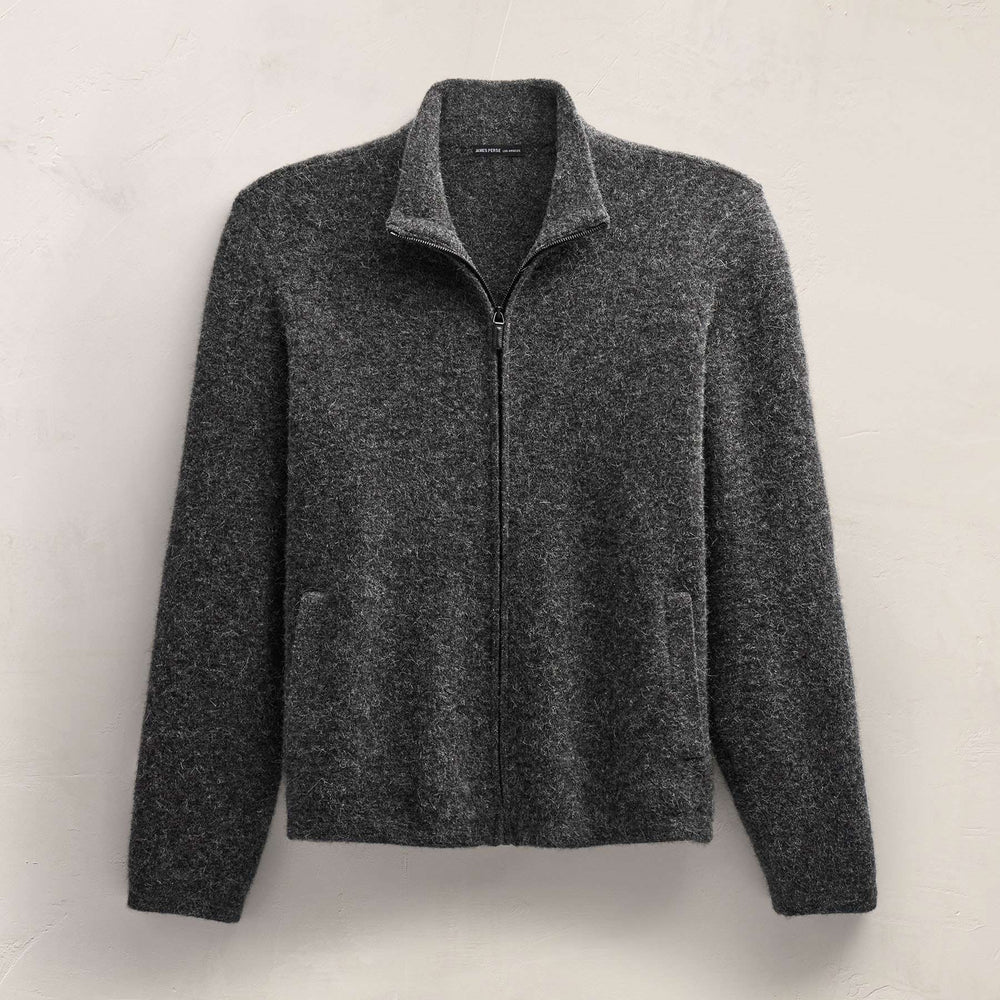 Wool Alpaca Stretch Zip Front in Anthracite | James Perse Los Angeles FLAT