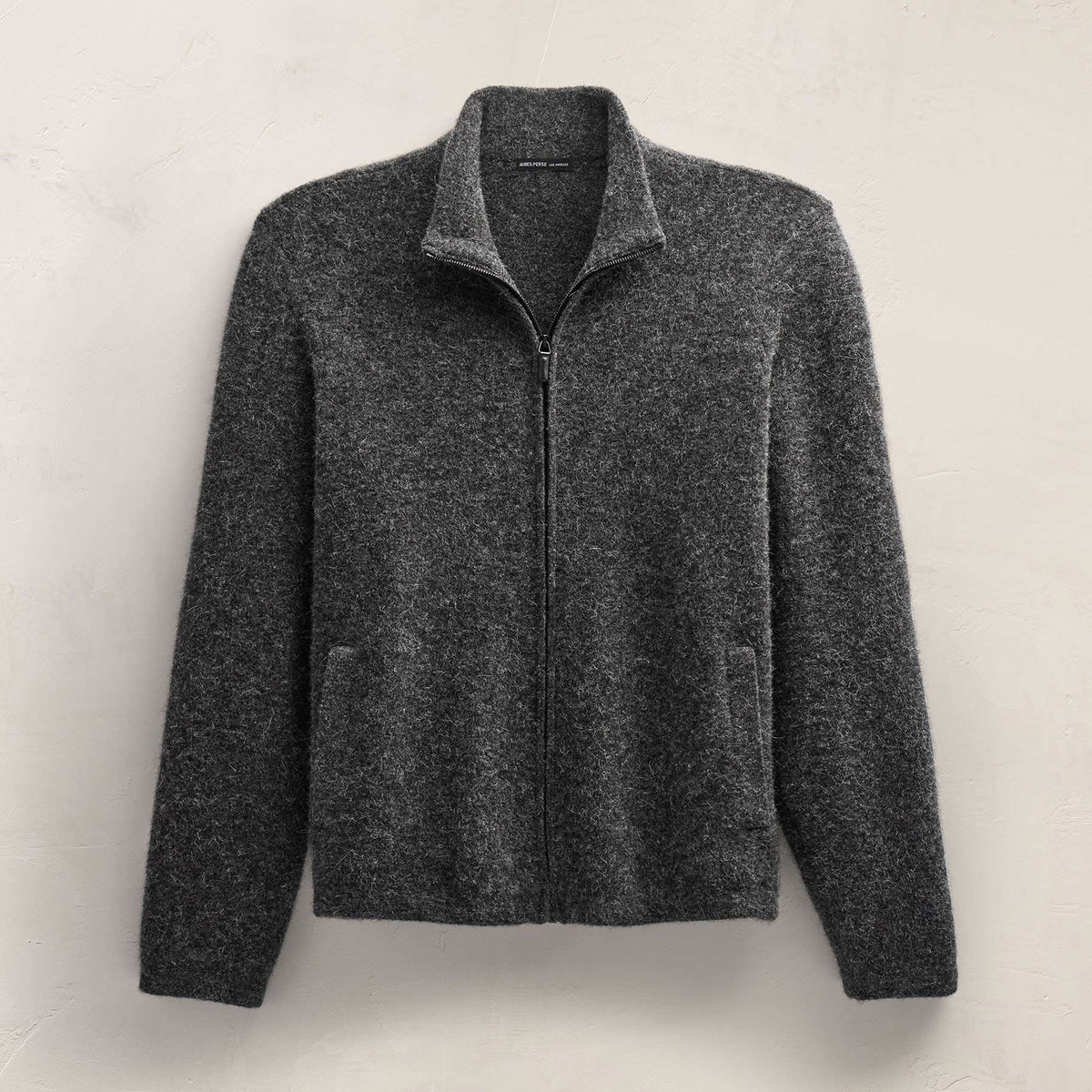Wool Alpaca Stretch Zip Front in Anthracite | James Perse Los Angeles