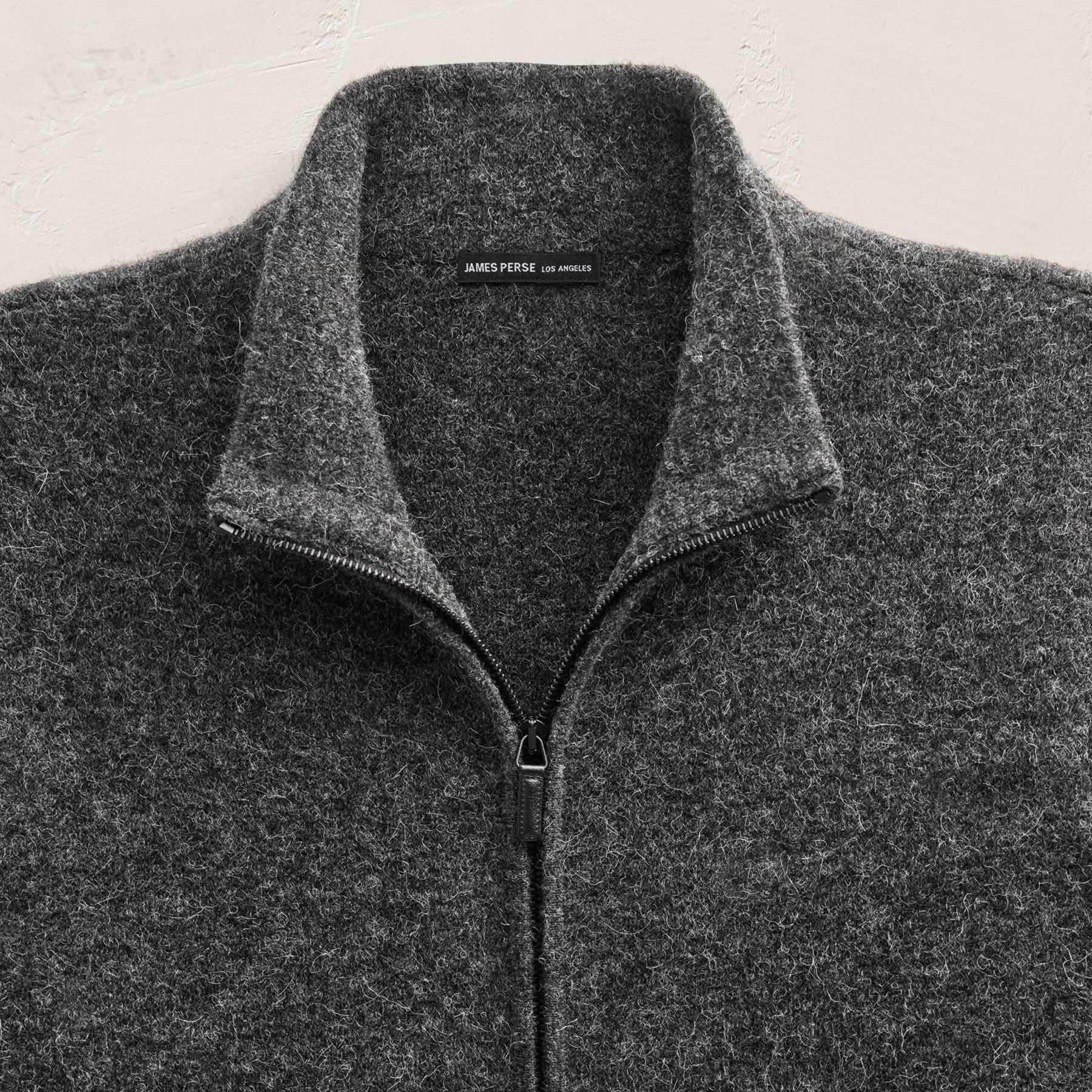 Wool Alpaca Stretch Zip Front - Anthracite | James Perse Los Angeles