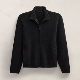 Wool Alpaca Stretch Zip Front in Black | James Perse Los Angeles FLAT