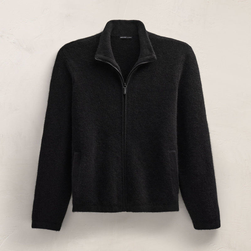 Wool Alpaca Stretch Zip Front in Black | James Perse Los Angeles FLAT
