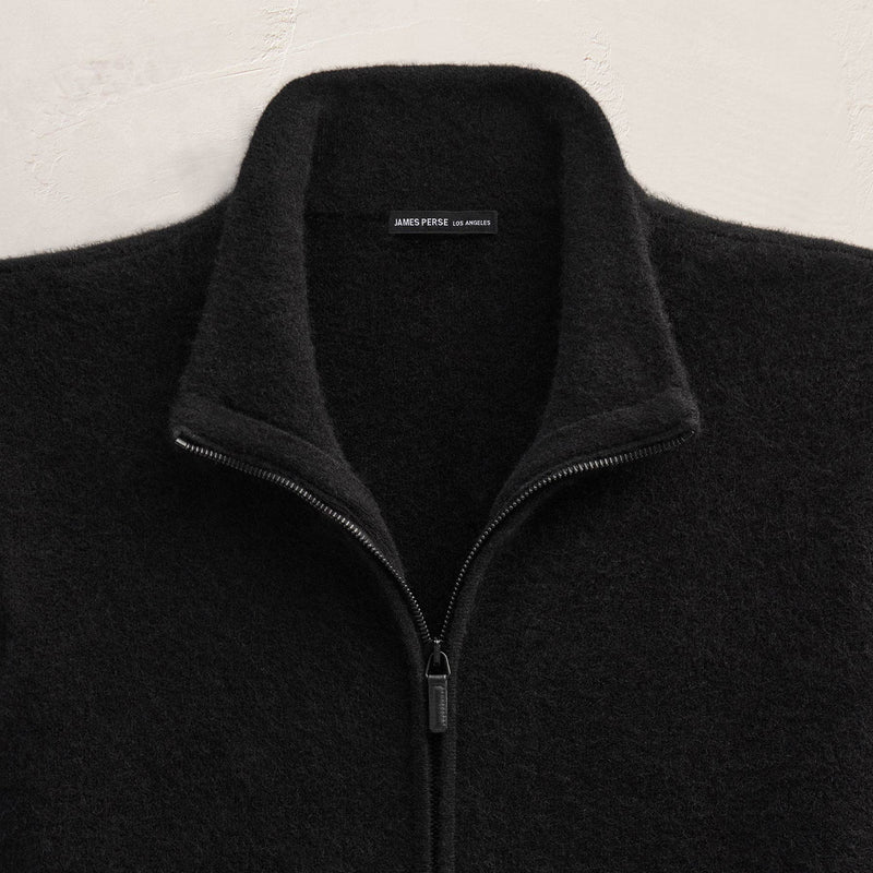 Wool Alpaca Stretch Zip Front in Black | James Perse Los Angeles FLAT