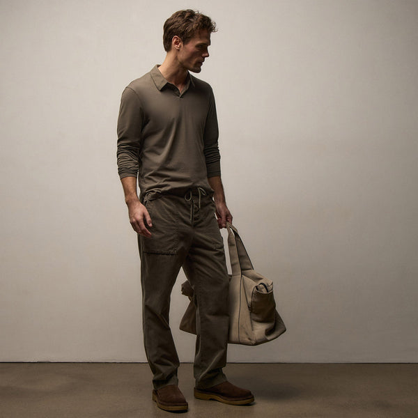 Cotton Cashmere Utility Pant in Army Green Pigment | James Perse Los Angeles