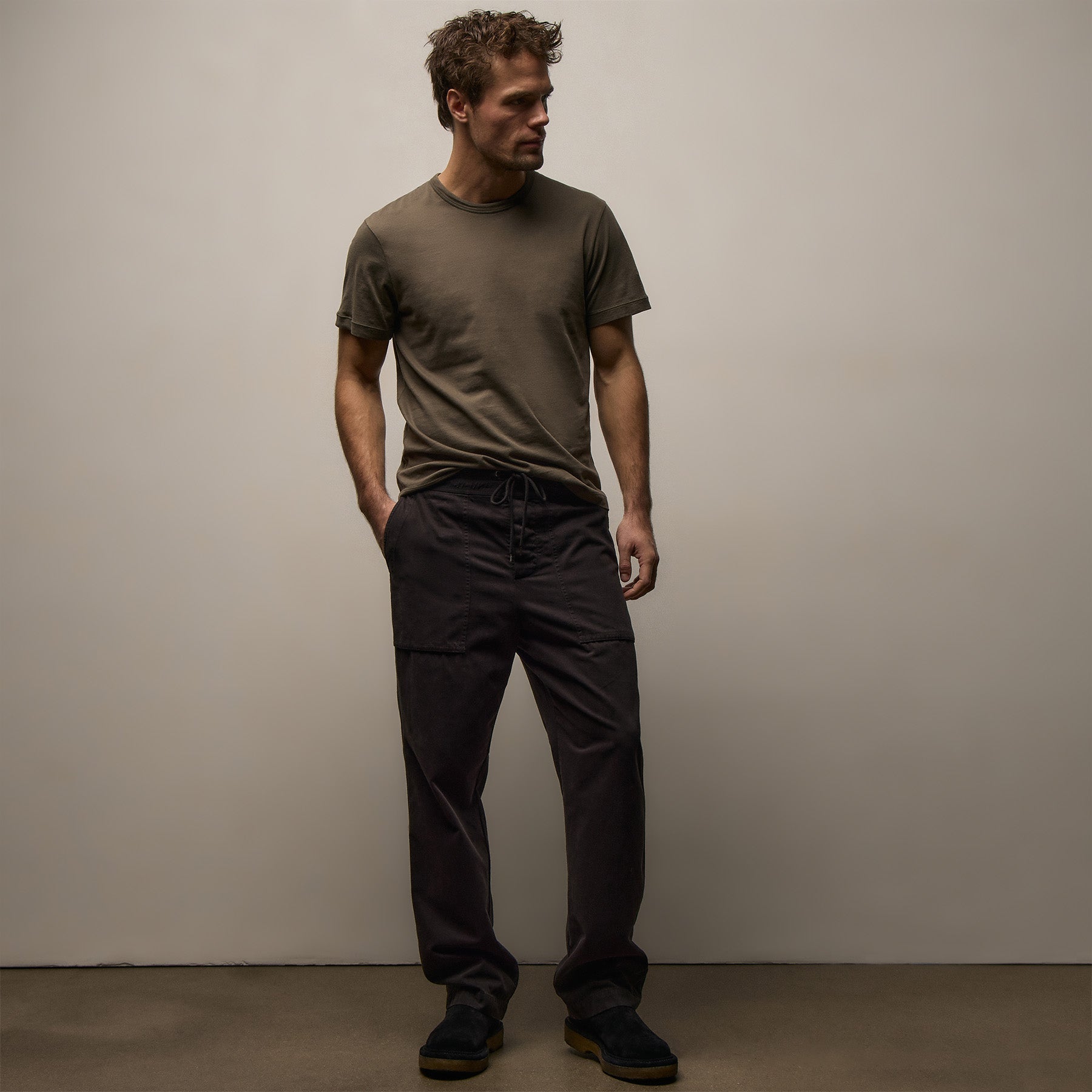 Cotton Cashmere Utility Pant in Black | James Perse Los Angeles