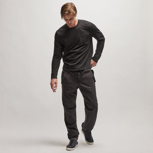Cotton Terry Flight Pant in Black | James Perse Los Angeles