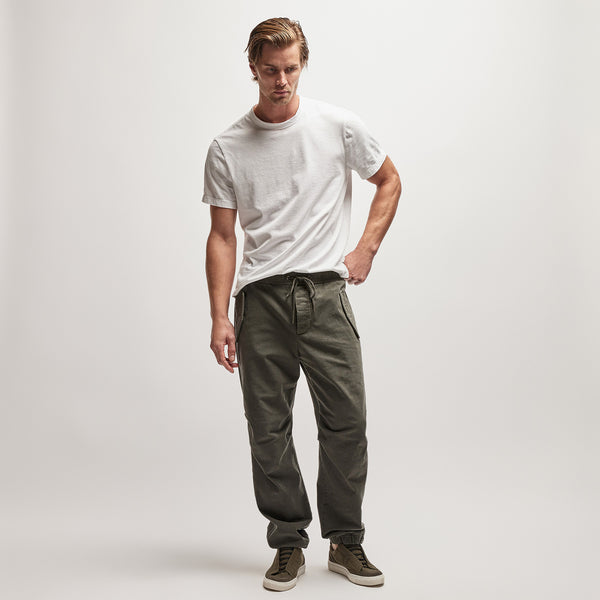 Cotton Terry Flight Pant in Dark Olive Pigment | James Perse Los Angeles