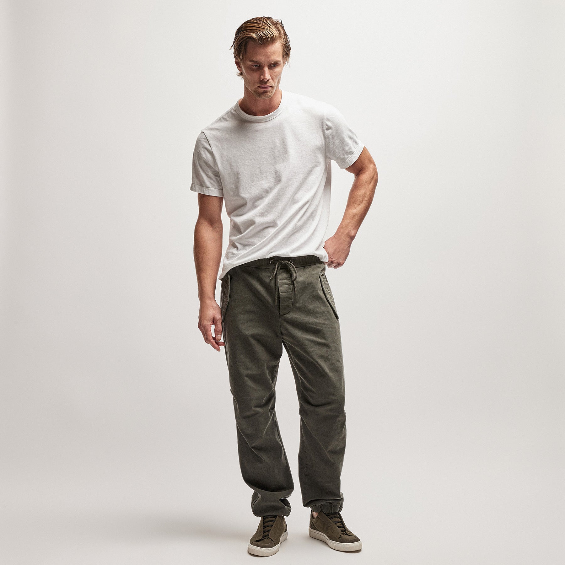 Cotton Terry Flight Pant - Dark Olive Pigment | James Perse Los
