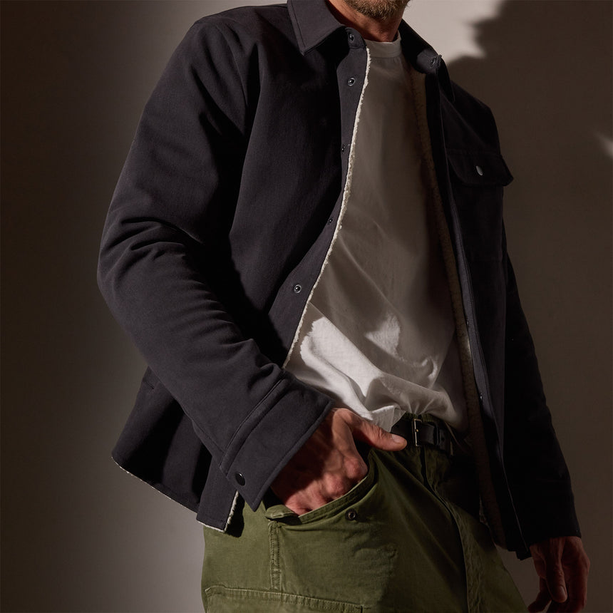 Sherpa Lined Woven Shirt Jacket in Magma | James Perse Los Angeles