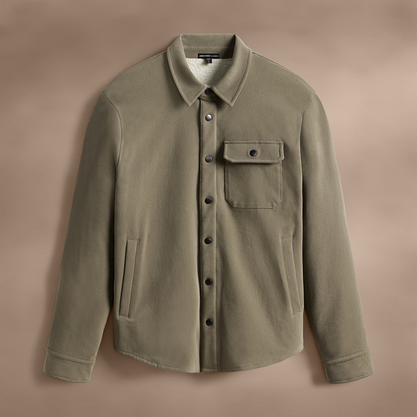 Sherpa Lined Woven Shirt Jacket in Peet | James Perse Los Angeles