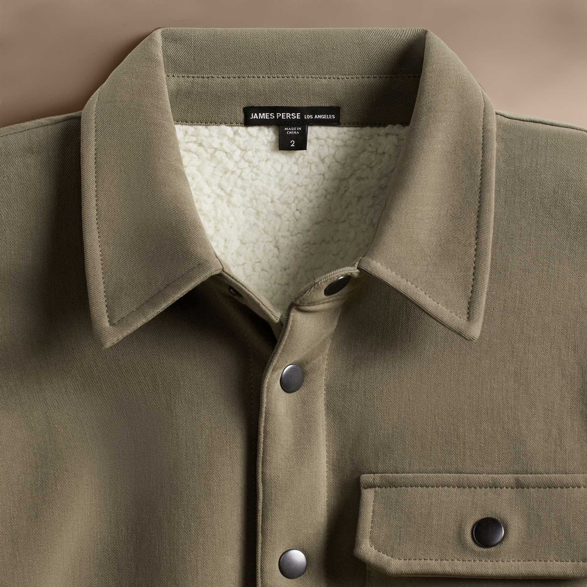 Sherpa Lined Woven Shirt Jacket in Peet | James Perse Los Angeles