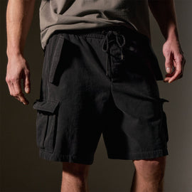Woven Cotton Terry Cargo Short in Black | James Perse Los Angeles