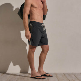 Contrast Piped Boardshort in Carbon/Ivory | James Perse Los Angeles