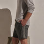 Contrast Piped Boardshort in Granite/Ivory | James Perse Los Angeles