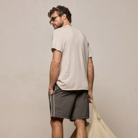 Contrast Piped Boardshort in Granite/Ivory | James Perse Los Angeles