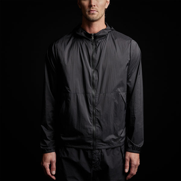 Lightweight Hooded Windbreaker in Black | James Perse Los Angeles