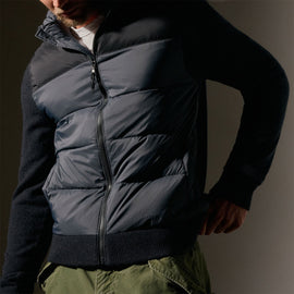 Two Tone Down Front Zip Up Sweater  in Black/Carbon/Coal | James Perse Los Angeles