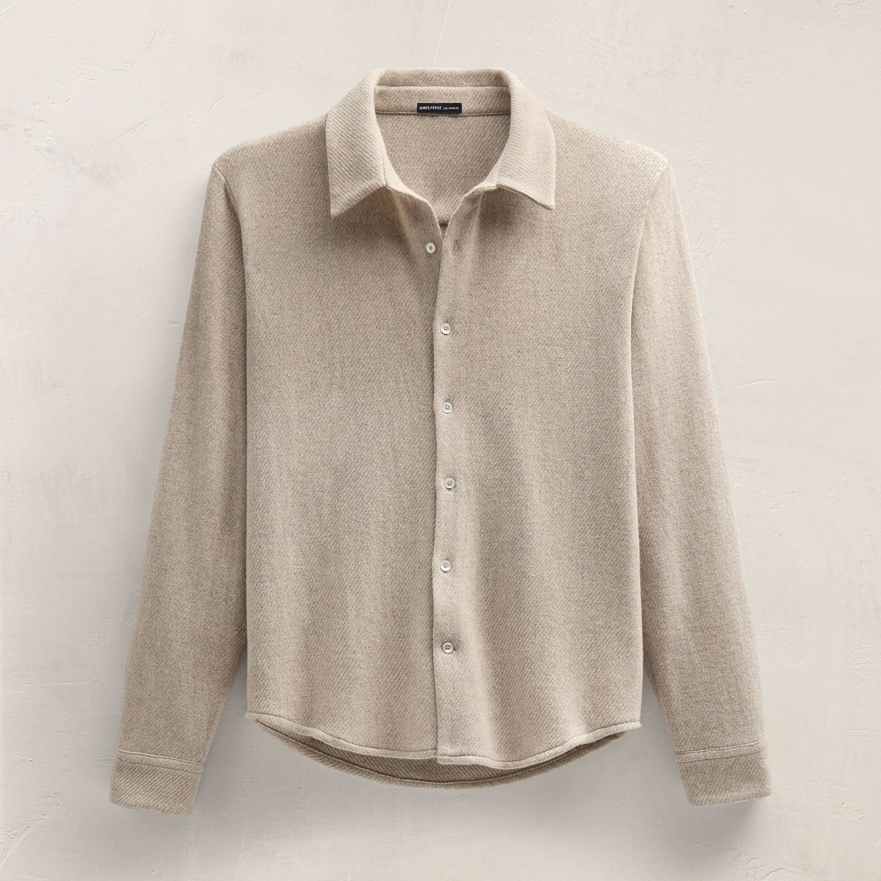 Wool Cashmere Twill Shirt in Flax | James Perse Los Angeles FLAT