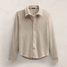 Wool Cashmere Twill Shirt in Flax | James Perse Los Angeles FLAT