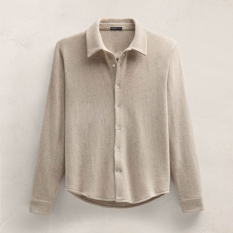 Wool Cashmere Twill Shirt in Flax | James Perse Los Angeles FLAT