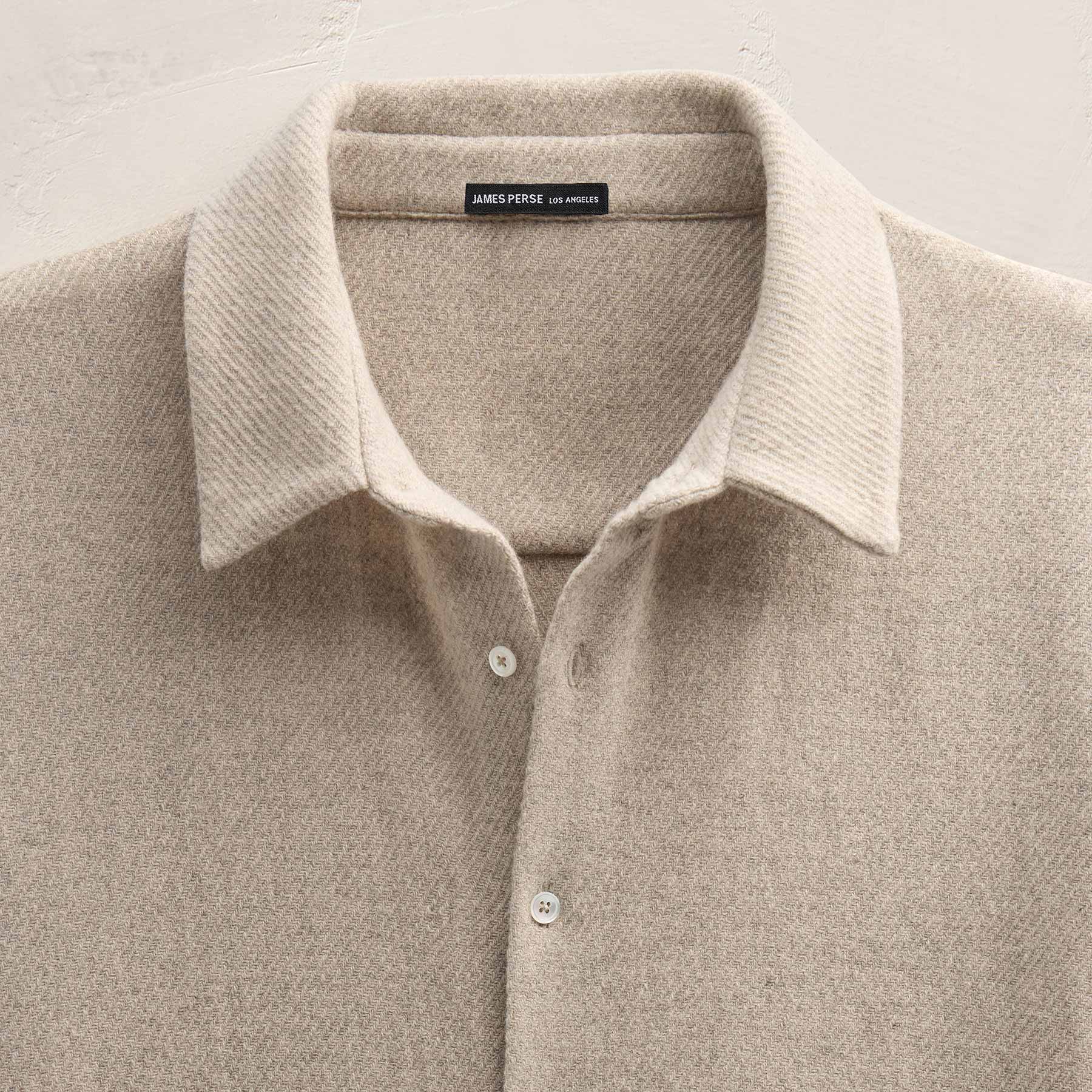 Wool Cashmere Twill Shirt in Flax | James Perse Los Angeles FLAT
