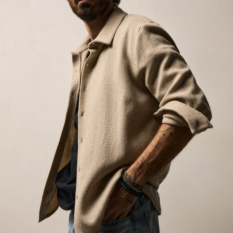 Wool Cashmere Twill Shirt in Flax | James Perse Los Angeles