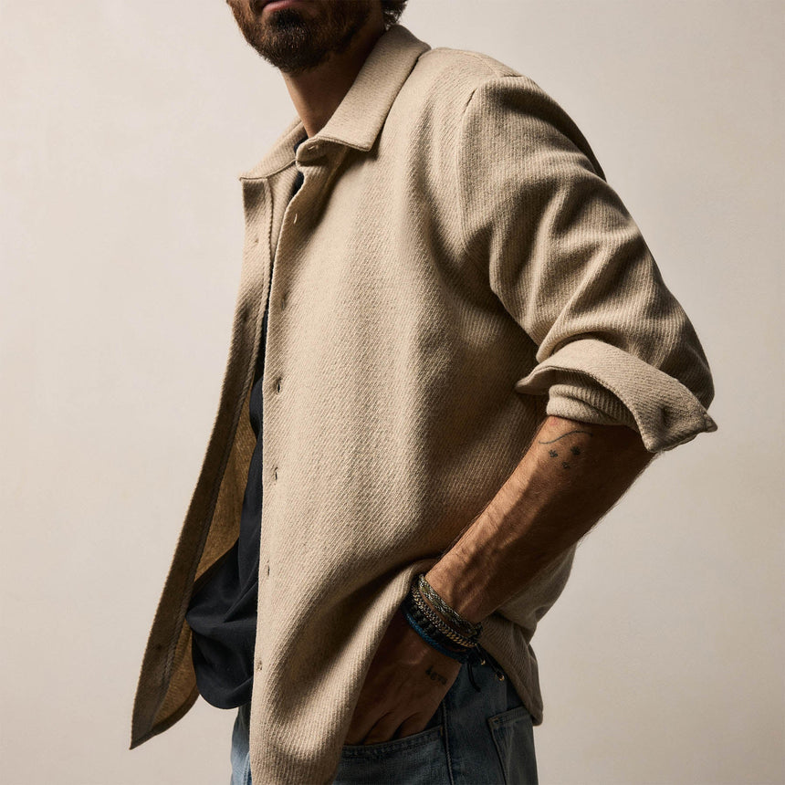 Wool Cashmere Twill Shirt in Flax | James Perse Los Angeles