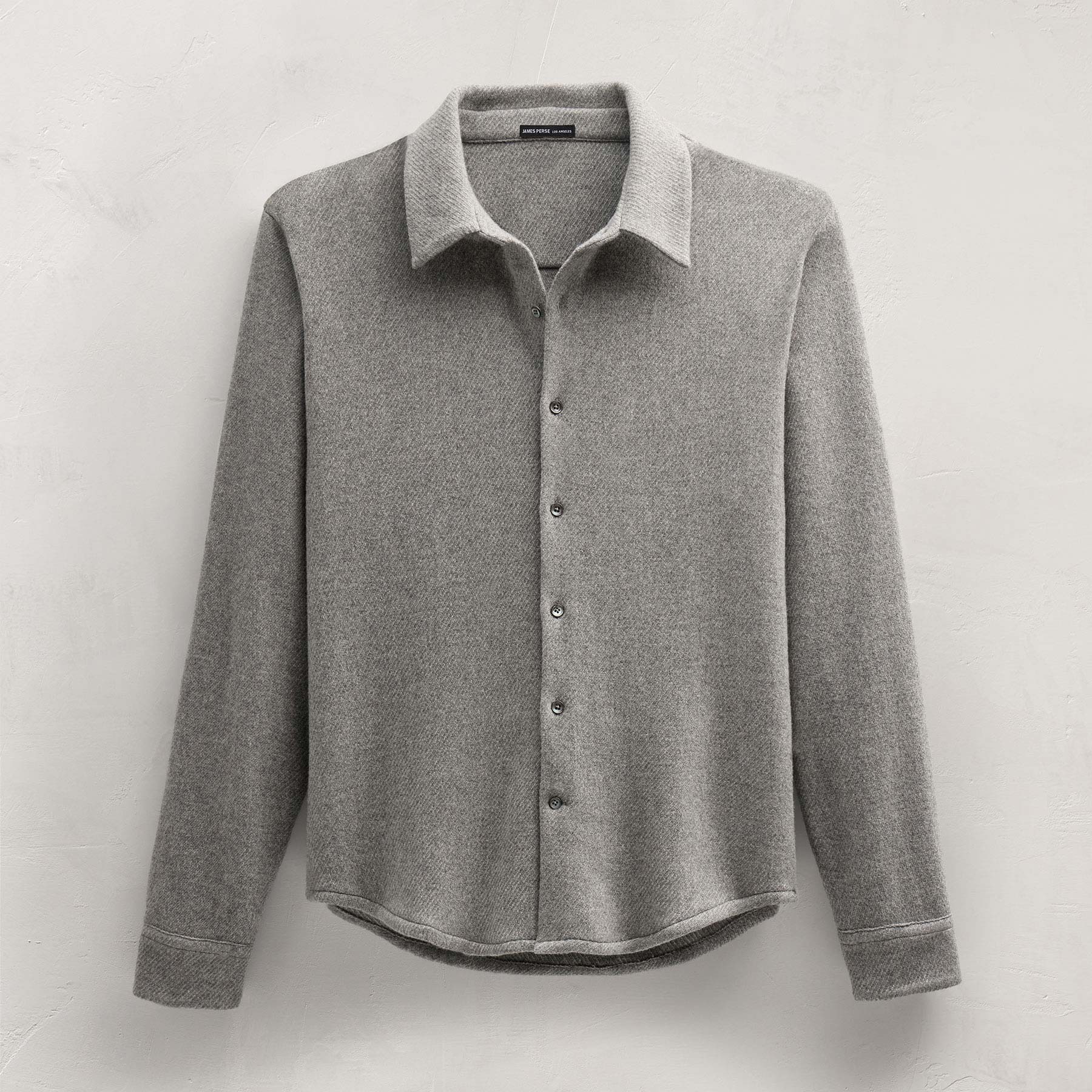 Wool Cashmere Twill Shirt in Heather Grey | James Perse Los Angeles FLAT