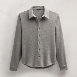 Wool Cashmere Twill Shirt in Heather Grey | James Perse Los Angeles FLAT