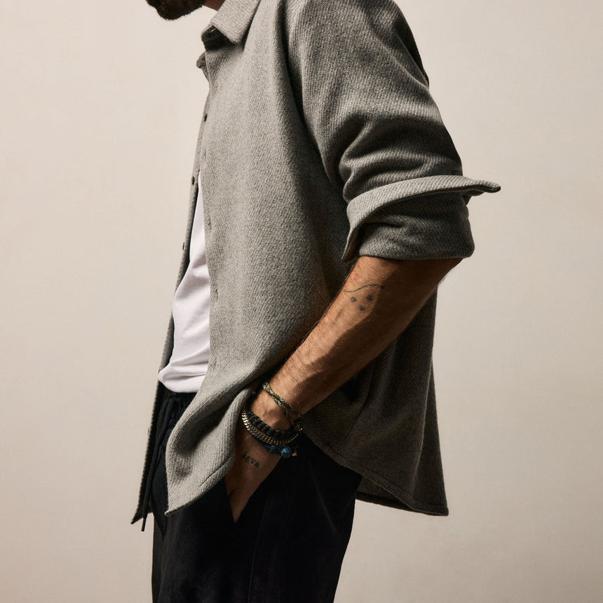 Wool Cashmere Twill Shirt in Heather Grey | James Perse Los Angeles