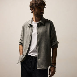 Wool Cashmere Twill Shirt in Heather Grey | James Perse Los Angeles
