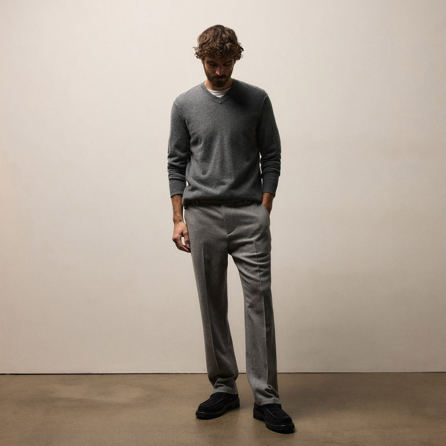 Wool Cashmere Flannel Pant - Heather Grey | James Perse Los Angeles Wool Cashmere Flannel Pant - Heather Grey | James Perse Los Angeles