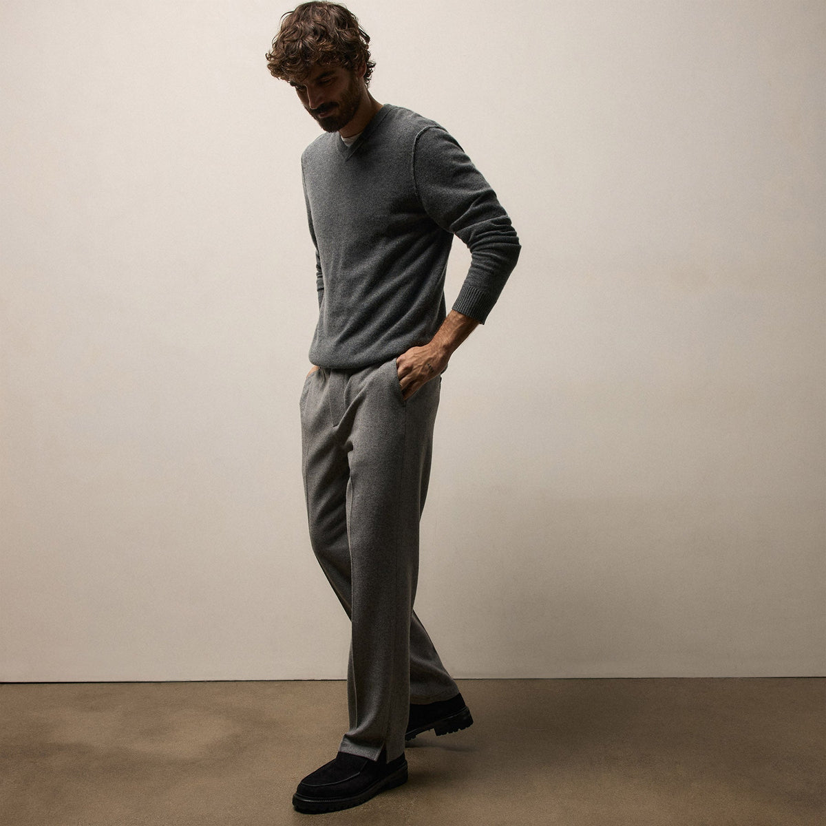 Wool Cashmere Flannel Pant in Heather Grey | James Perse Los Angeles