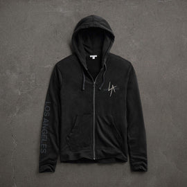JP x LA in Zipup Hoodie in Black | James Perse Los Angeles