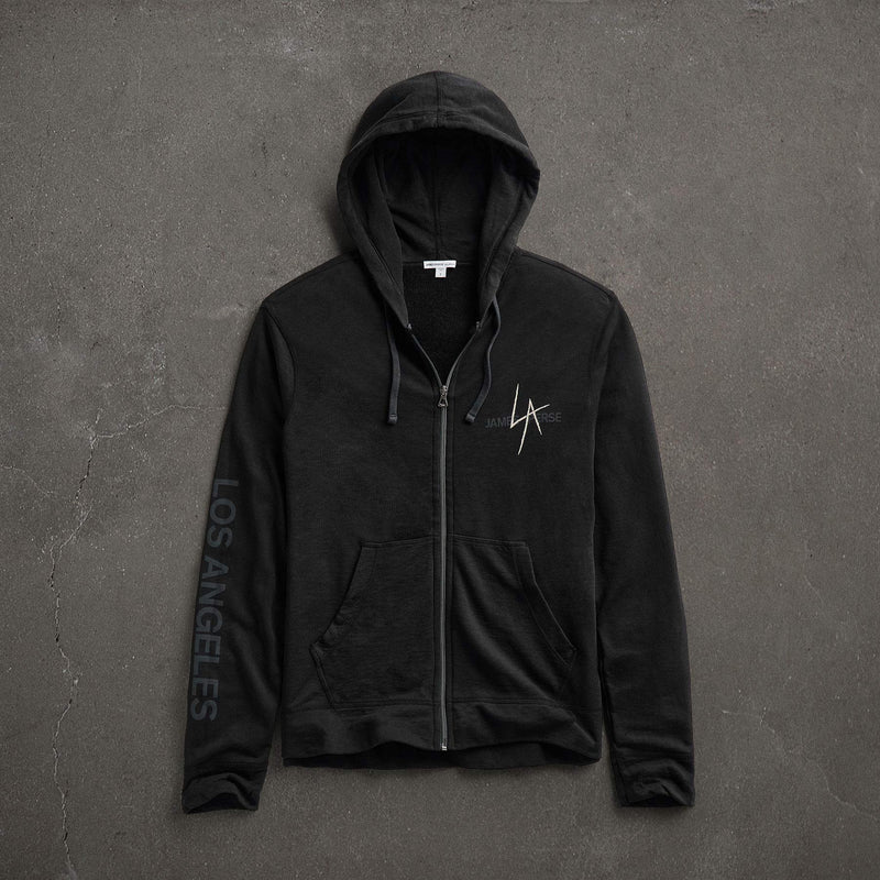 JP x LA in Zipup Hoodie in Black | James Perse Los Angeles