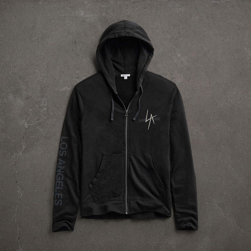JP x LA in Zipup Hoodie in Black | James Perse Los Angeles