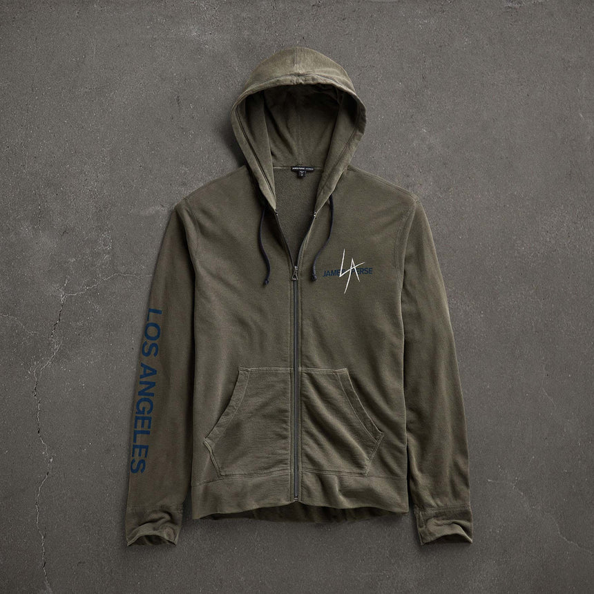 JP x LA in Zipup Hoodie in Platoon Pigment | James Perse Los Angeles