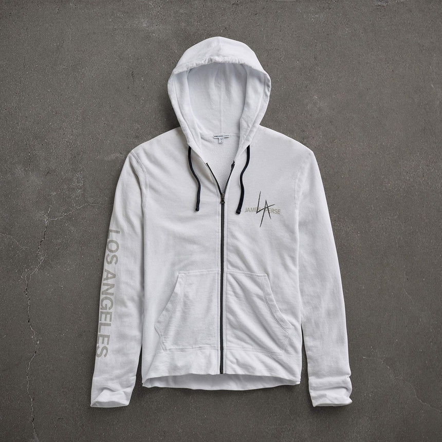 JP x LA in Zipup Hoodie in White | James Perse Los Angeles