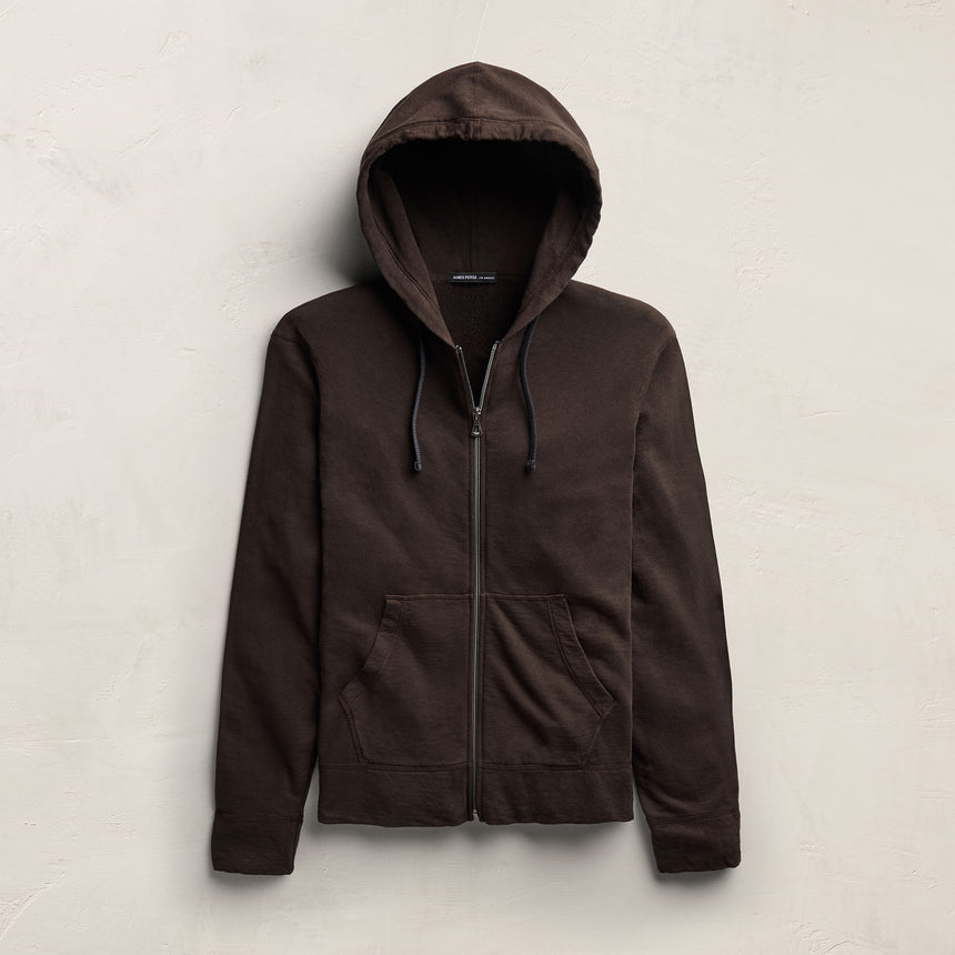 Vintage French Terry Zip Up Hoodie - Bark Pigment | James Perse Los Angeles