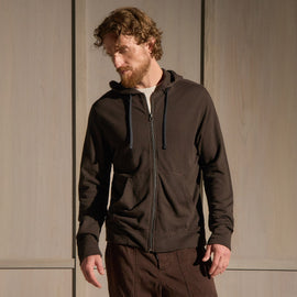 Vintage French Terry Zip Up Hoodie in Bark Pigment | James Perse Los Angeles