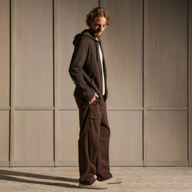 Vintage French Terry Zip Up Hoodie in Bark Pigment | James Perse Los Angeles