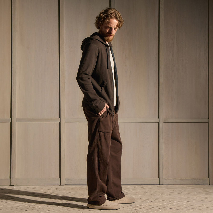 Vintage French Terry Zip Up Hoodie in Bark Pigment | James Perse Los Angeles