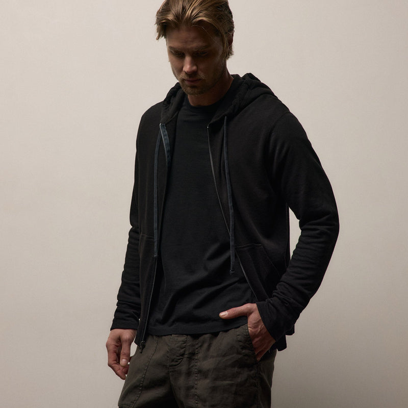 Vintage French Zip Up Hoodie in Black | James Perse Los Angeles