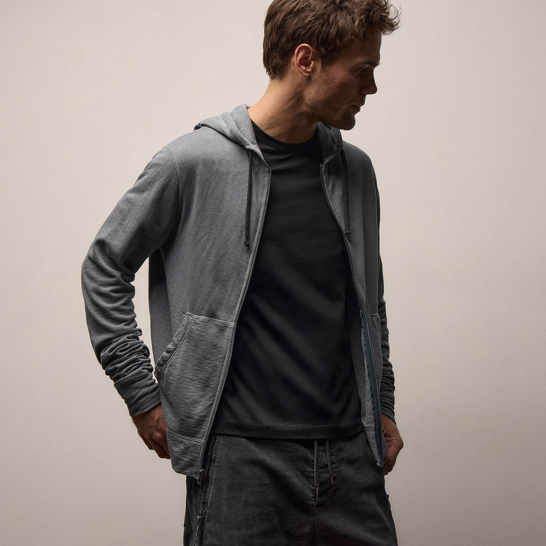 Vintage French Zip Up Hoodie in Cavalry Pigment | James Perse Los Angeles