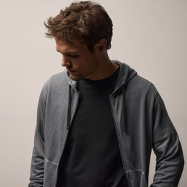 Vintage French Zip Up Hoodie in Cavalry Pigment | James Perse Los Angeles