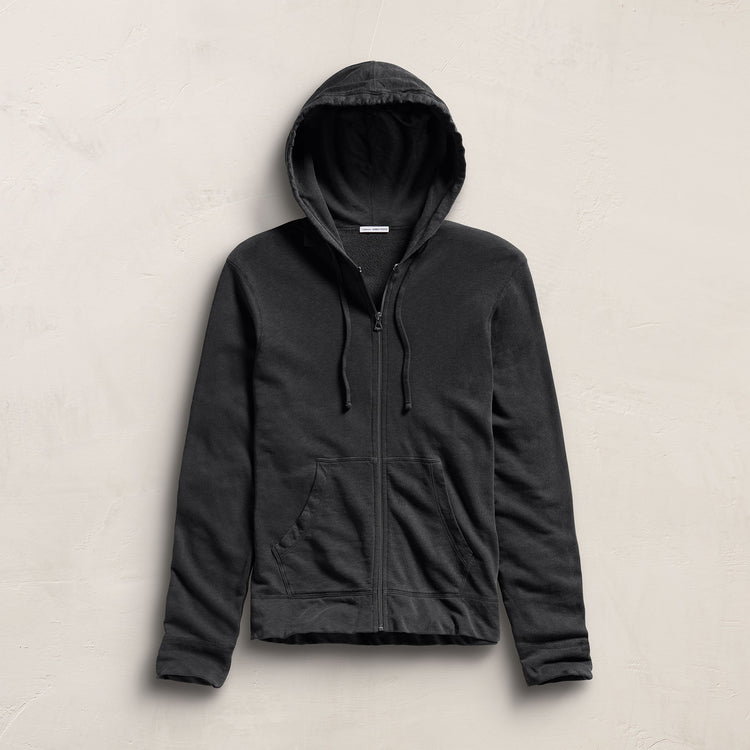 Vintage French Terry Zip Up Hoodie - Carbon Pigment