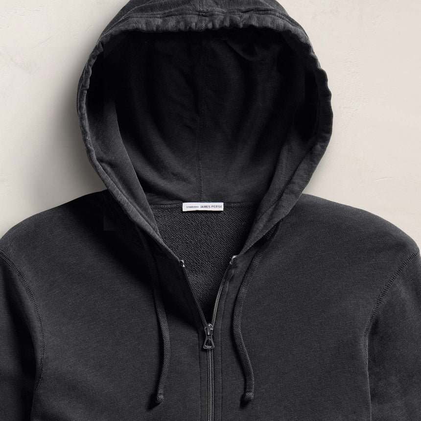 Vintage French Terry Zip Up Hoodie - Carbon Pigment