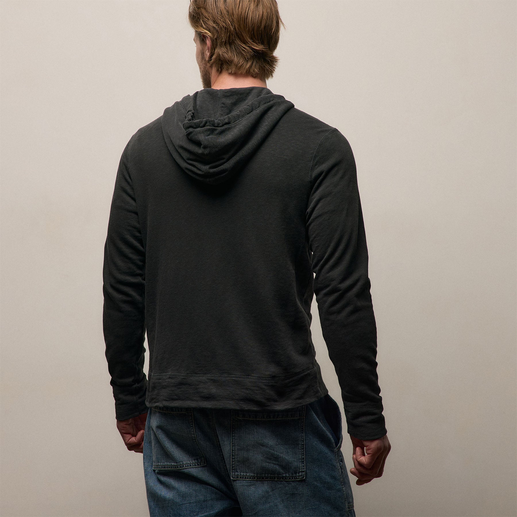 Vintage French Terry Zip Up Hoodie in Carbon Pigment | James Perse