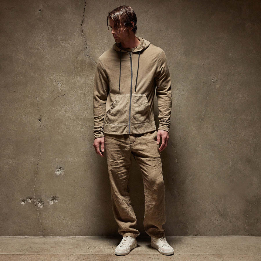 Vintage French Terry Zip Up Hoodie in Cashew Pigment | James Perse Los Angeles